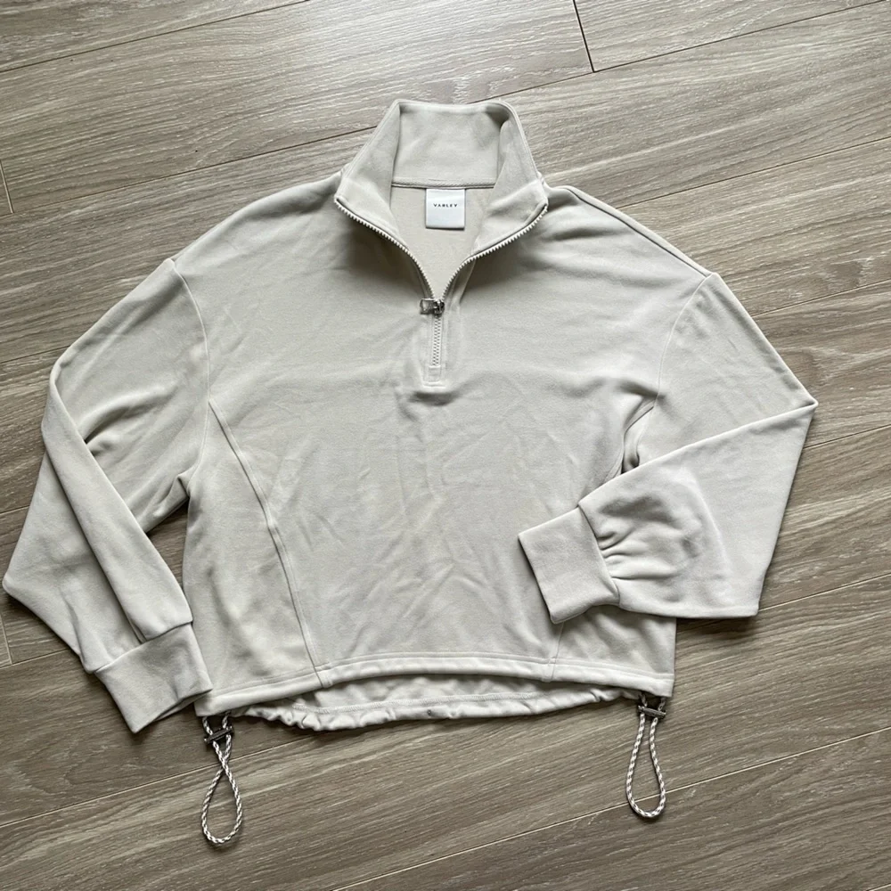 Varley Women’s Half Zip Sweater Drawcord Hem Midlayer Sz S Cream NWOT - Picture 3 of 9